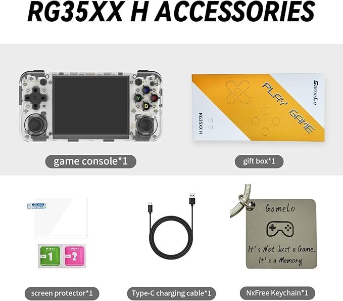 RG35XX H, Anbernic Retro Handheld Gaming Console with 64GTF Card, Dual Joystick Design 3.5-inch HD Screen Lasts up to 8 Hours High-Capacity Battery for Better Experience (64G White)