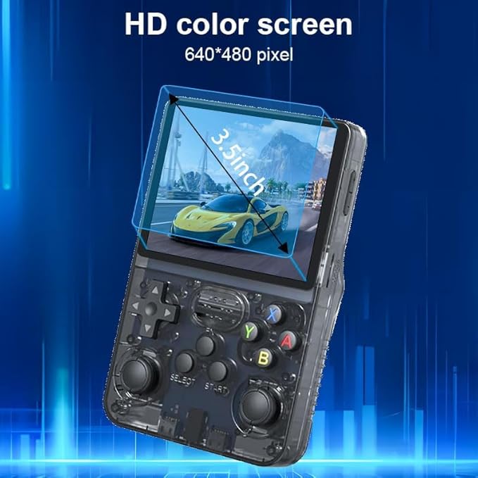 R36s Retro Handheld Game Console,3.5-inch IPS HD Screen Retro Gaming Console,30,000+ Games and 28 Emulators,3000mAh Battery,Portable Hand Held Open Source Linux System(64G)