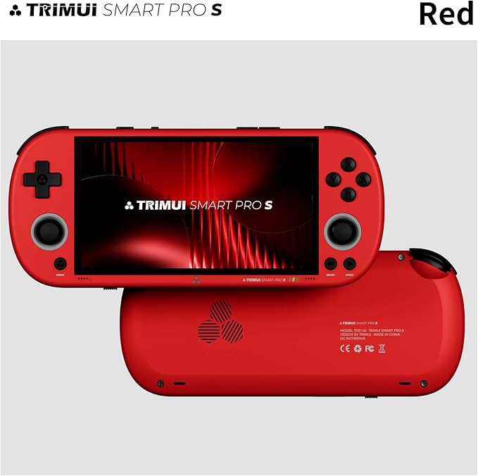Trimui Smart Pro-S 4.96″ Retro Handheld Game Console, Allwinner A523 Octa-Core 2.0GHz, Mali-G57, Active Cooling, L3/R3, Linux, 8GB + microSD (RED-No Card)