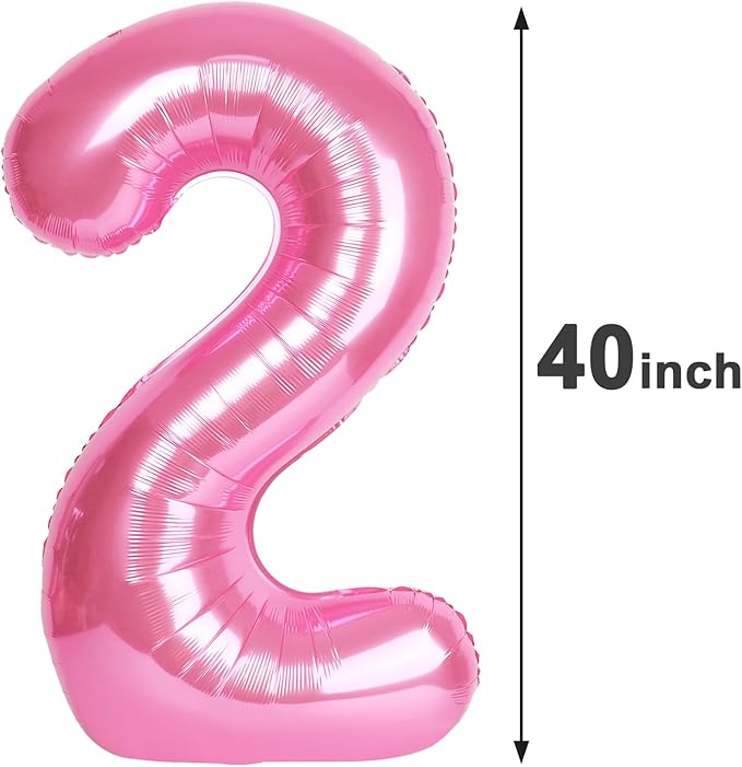 Big Pink 2 Number Balloon 40 Inch Birthday Decoration, Number 2 Helium Balloon 12 20 22 23 24 26 28 32 42 Celebration, Boy Girl Baby Anniversary Party Graduations Supplies Decorations