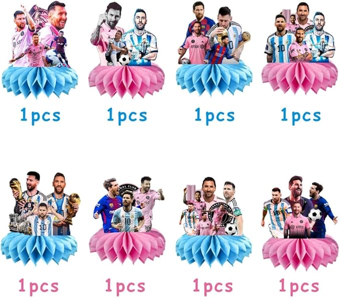 8Pcs Soccer Honeycomb Table Centerpiece Football Birthday Party Supplies Table Decorations for Kids Party Decorations