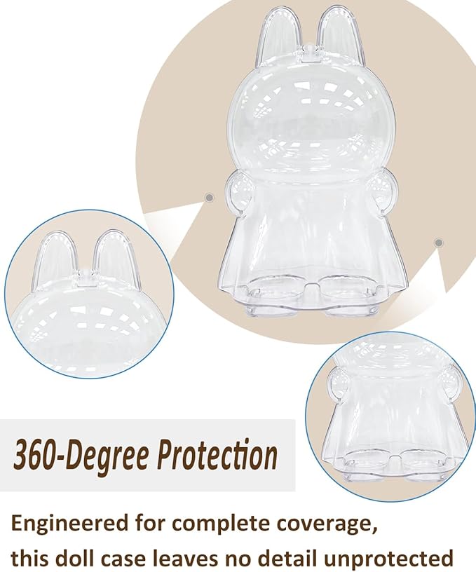 Puffy Skirt Doll Case - Hard PVC Display Box with Anti-Scratch Surface Compatible for 17cm Dressed LABUBU(6.7 INCH)