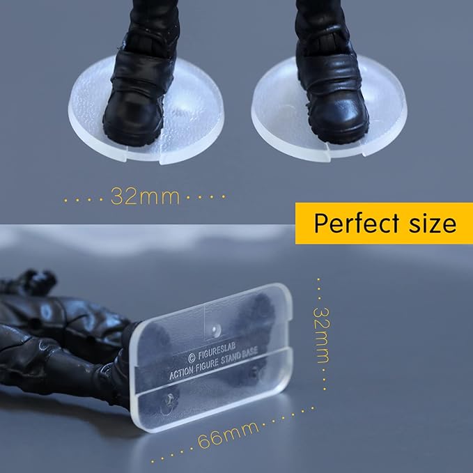 56PCS Action Figure Stand Bases, Assembly Display Holder Accessories, Fit for Most 6inch Figures, Transparent/ Mix Square & Round Shape