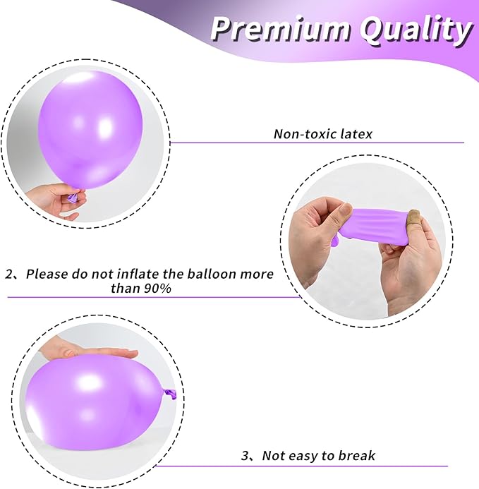 Purple and White Latex Balloons - 12 Inch Butterfly Print for Girls, Women, Baby Shower, Birthday Party, Graduation Decorations