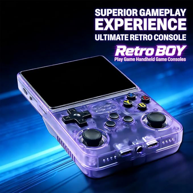 RETROBOY - Retro BOY Play Game Handheld Game Consoles, 3.5-in 4K HD Screen, 3500mAh Battery Long Battery Life, Open Source Games Player, Built-in 64G/128G (Purple, 64, GB)