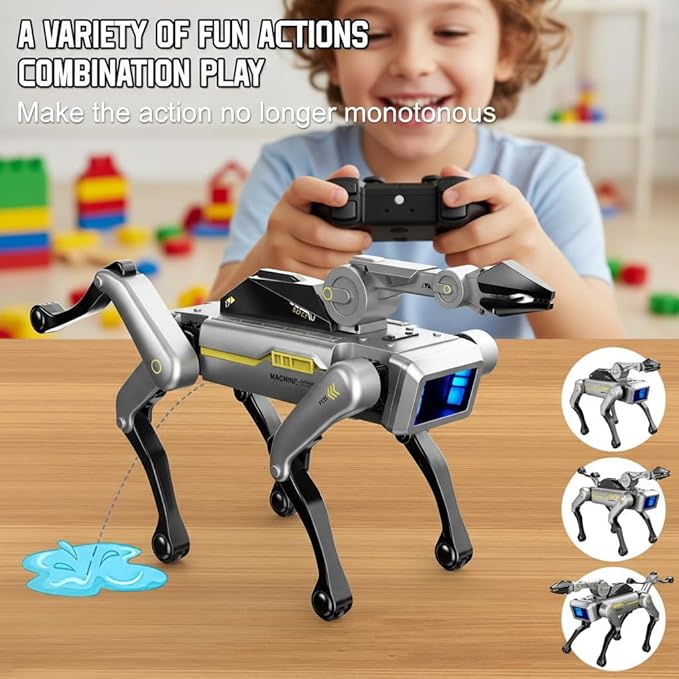 EVADA Smart Robot Dog Robotic Puppy Dog with Clamp Arm, 20+ Interactive Voice Commands Actions Programming AI for gripping STEM Pet, Durable Fast Rechargeable Companion for Kids Adults