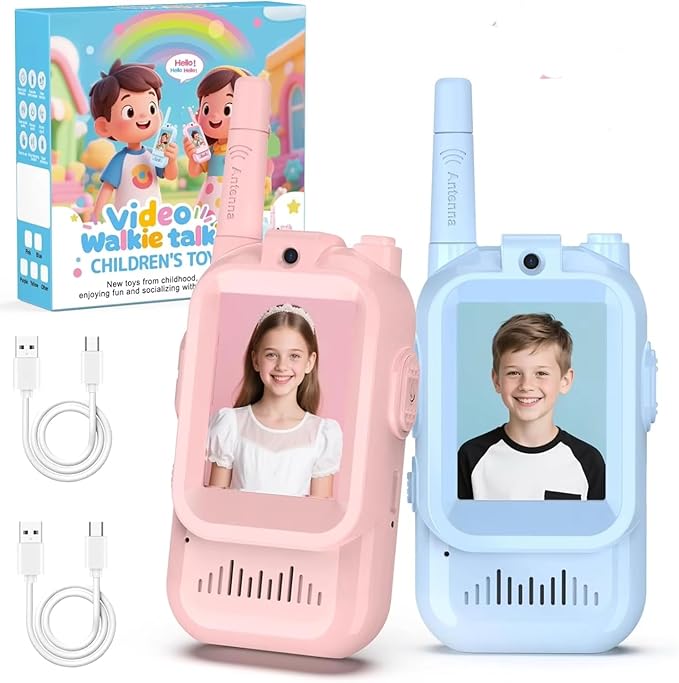 Video Walkie Talkies for Kids – 2 Pack Long Range Walkie Talkie Toys with Camera & Clear Sound – Rechargeable Kids Walkie Talkies for Outdoor Adventures, Camping, Hiking, Birthday Gifts Ages 3-12