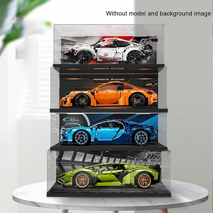 Clear Acrylic Display Case for Toys Collectibles，Assemble Acrylic Box Dustproof Protection Showcase with Black Wood-Plastic Base (15.7x8x8 inch;40x20x20cm)