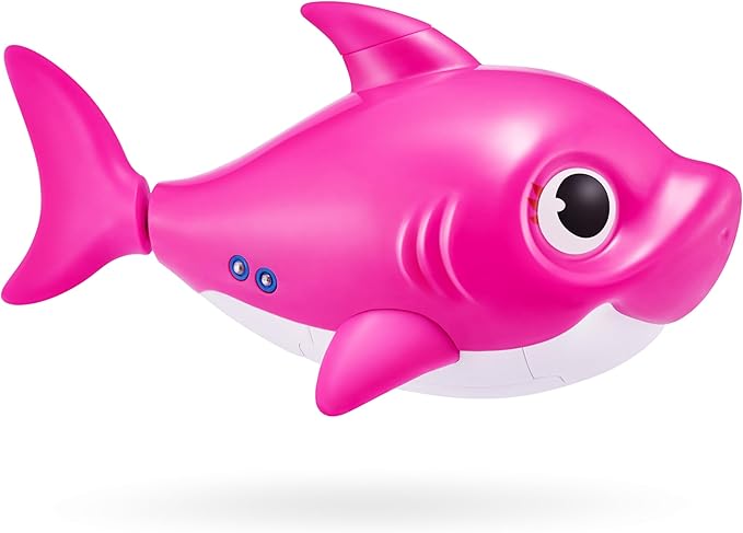 Robo Alive Junior Baby Shark New Silicon Fins Version Singing and Swimming Mommy Shark (Pink) by ZURU