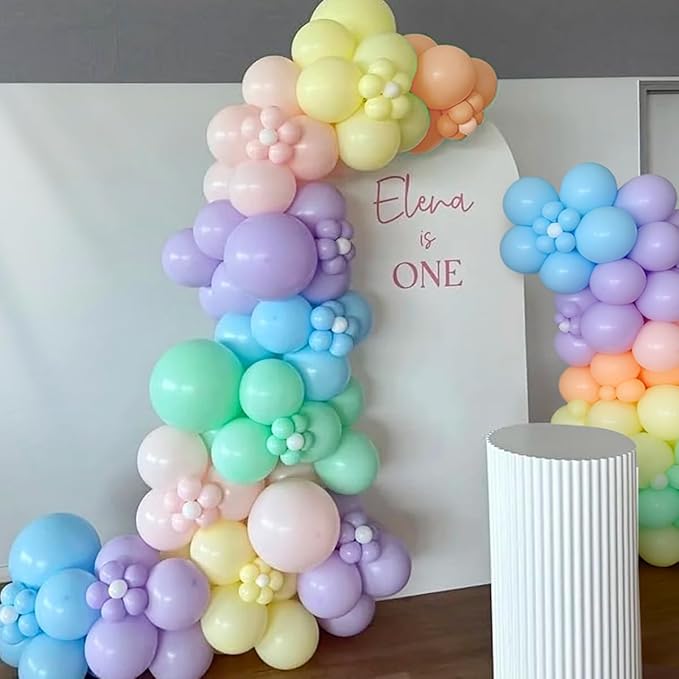 Pastel Rainbow Balloon Arch Garland Kit, 155Pcs Multicolor Macaron Balloons for Birthday Party Baby Shower Wedding Decorations