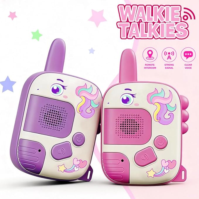 Walkie Talkie Suitable for Children Aged 3-9-2 Outdoor Adventure Toys with a Call Range of 1000 feet, Unicorn Toy, Birthday Gift, Easter Gift, Valentine's Day Gift for Children Aged 4 to 8