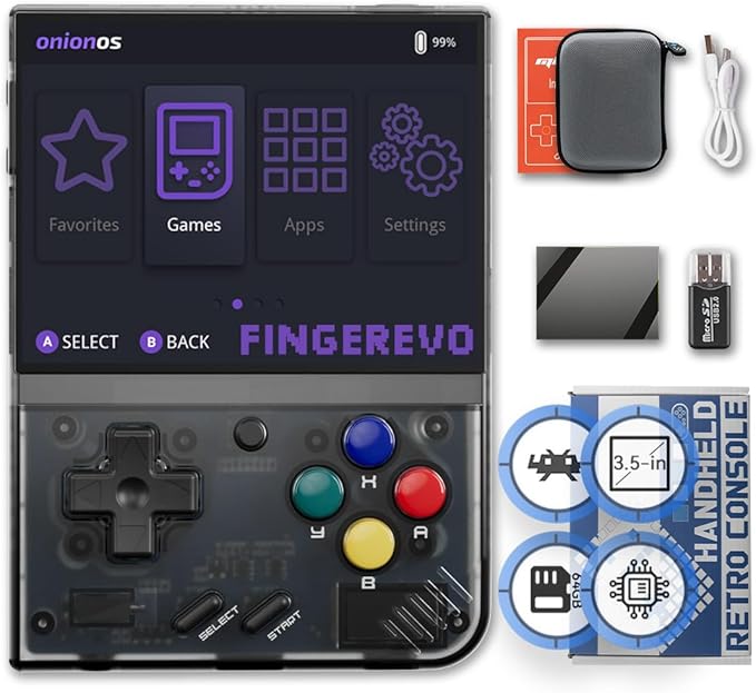 Miyoo Mini Plus OnionOS Handheld Game Console 3.5-inch 640*480 Screen 3000mAh Miyoo-mini+ with Portable Case Transparent Black