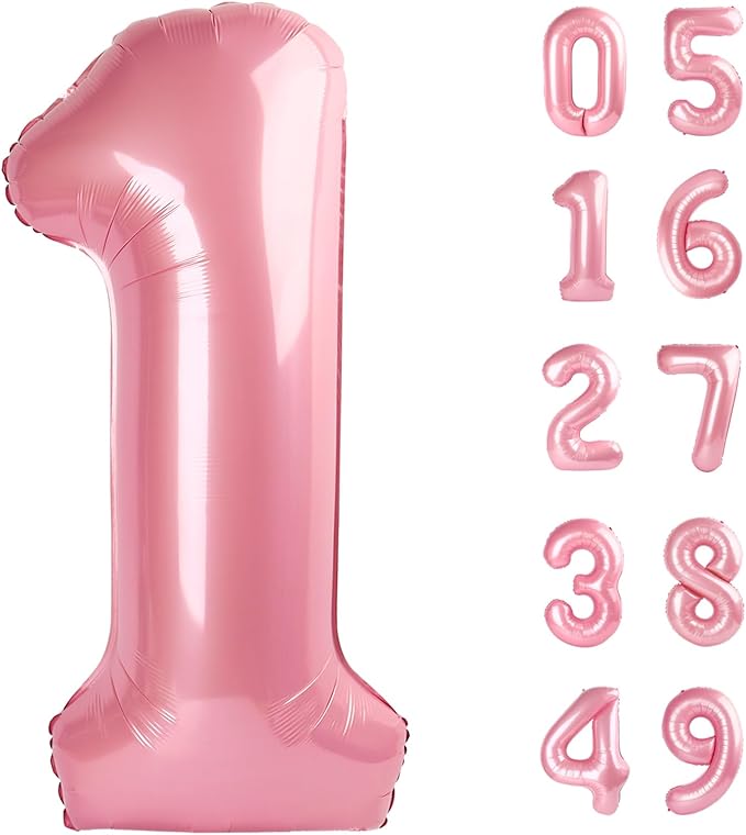 Pearlescent Pink Number 1 Balloon 40 inch, Number 1 Birthday Balloon for Boy Girl, Pearl Pink One Balloon for 1st 10 11 12 16 18 Birthday Party, Anniversary Celebration Number Balloons Decorations