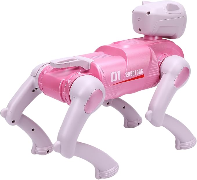 Drfeify AI Robot Dog, Programmable Interactive Robotic Pet with Voice Control, 2.4G Remote, App Control, Multiple Actions, for Kids Adults Coding Entertainment (Pink)