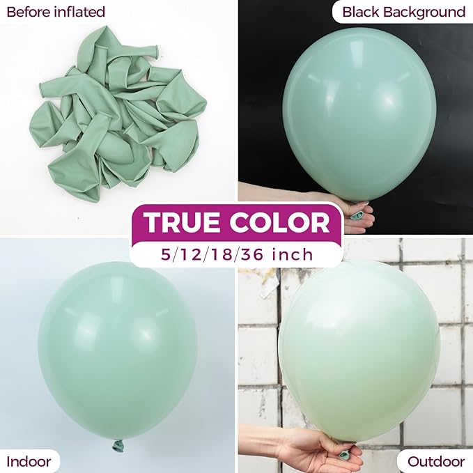 Bezente Mint Green Balloons Latex Party Balloons - 100 Pack 12 inch Round Helium Pastel Light Green Balloons for Wedding Birthday Anniversary Gender Reveal Graduation Party Decorations
