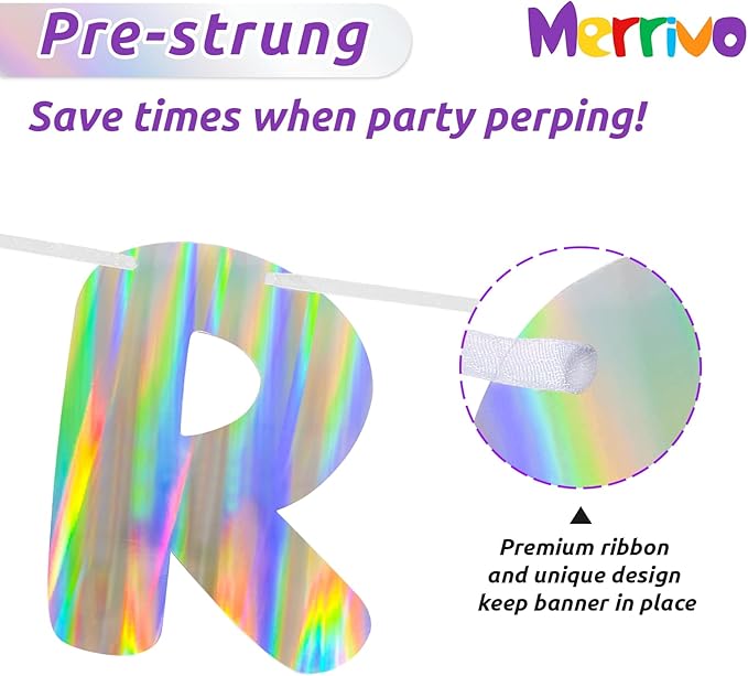 Iridescent The Beginning of a New Chapter Banner, Holographic Pre-Strung Party Decoration for Graduation, Farewell, Going Away, Retirement