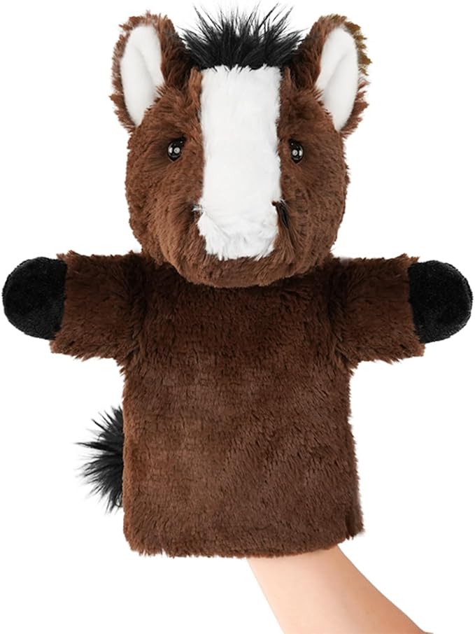 Animal Puppet Large Farm Themed Toy for Creative Play Adult Size Stuffed Interactive Role Play Educational Storytelling Brown Horse