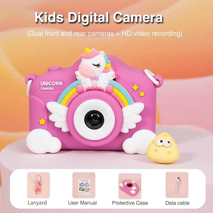 Kids Unicorn Digital Camera for 3-8 Years Girls Christmas Birthday Gifts