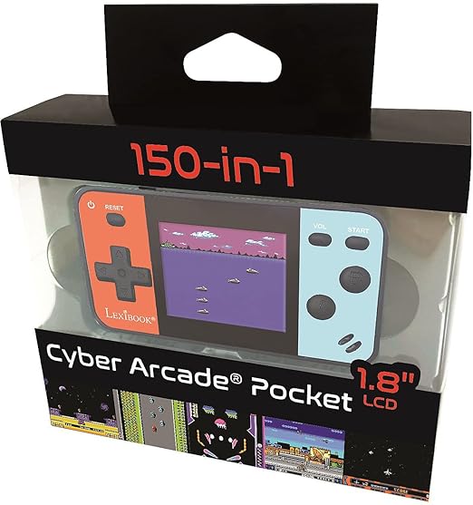 Lexibook Portable Handheld Game Console Cyber Arcade Pocket 150 Games, 1.8" (4.5cm) Color LCD Screen, Gaming Toy for Kids / Teenagers, Blue / red, JL1895