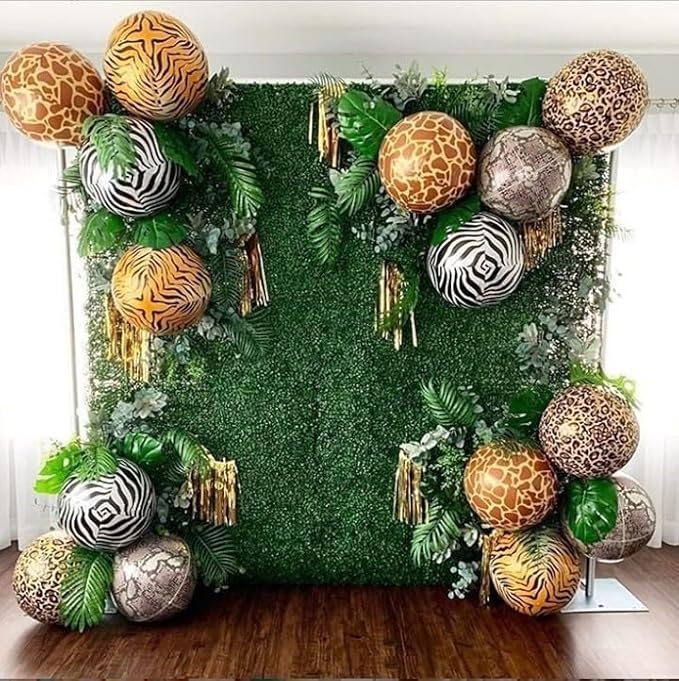 Zebra Elephant Balloons Wildlife Elephant Monkey Lion Zebra Giraffe Leopard Shaped Balloons for Jungle Safari Theme Kids Birthday Party Decorations