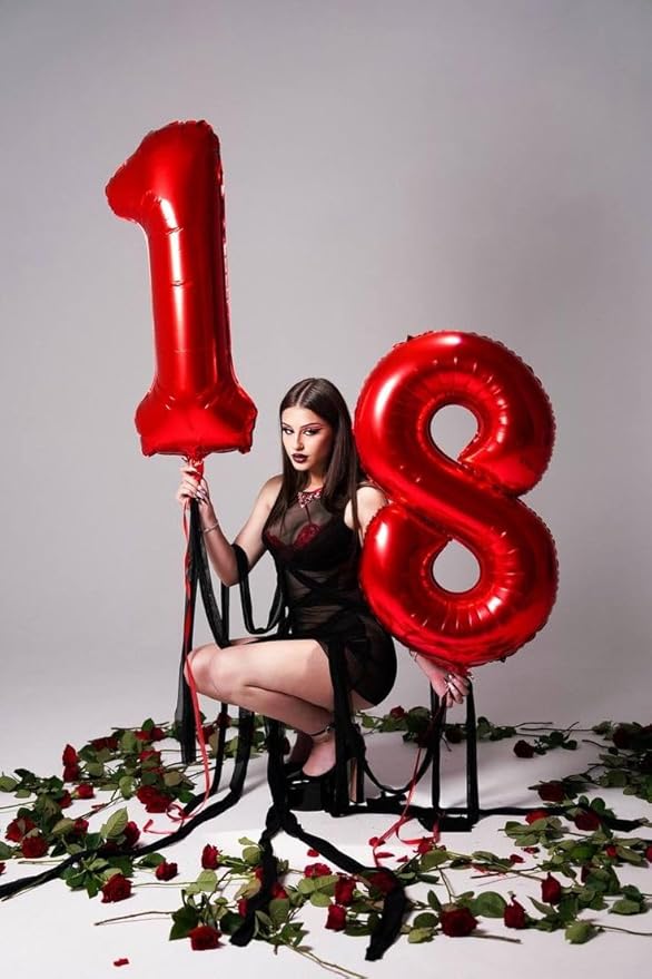 Number 14 Balloon, Large 14th Red Birthday Decorations for 1 4 14 41, 40 Inch Foil Balloon for Wedding Engagement Photo Shoot Memorial Day's Supplies