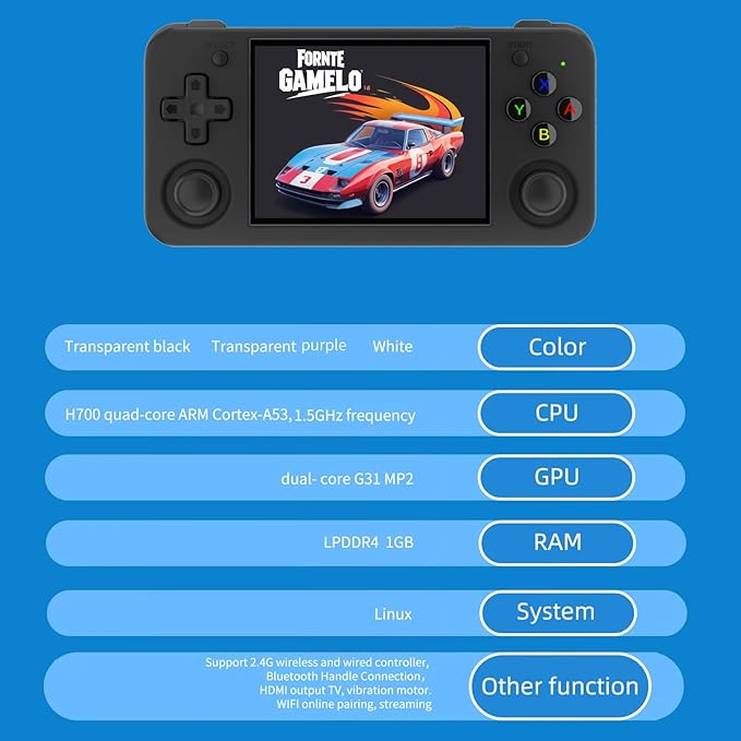RG35XX H, Anbernic Retro Handheld Gaming Console with 64GTF Card, Dual Joystick Design 3.5-inch HD Screen Lasts up to 8 Hours High-Capacity Battery for Better Experience (64G White)