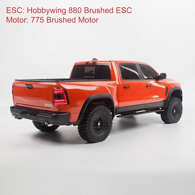 Traction Hobby 1/8 RC Off Road Car Radio Control Pickup Truck Axle Locks 2Speed Gearbox Metal Gears HoBBywing Esc No Sounds Hobby Grade Model for Ages 14+(Orange)