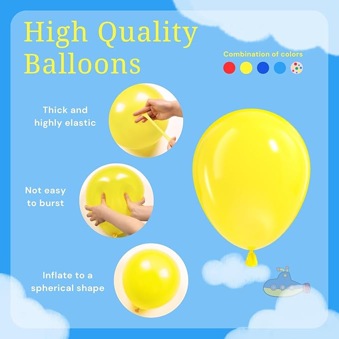 Carnival Balloons, 60pcs 12 Inch Red Light Blue Royal Blue Yellow Latex Balloons for Carnival Theme Birthday Party Decorations