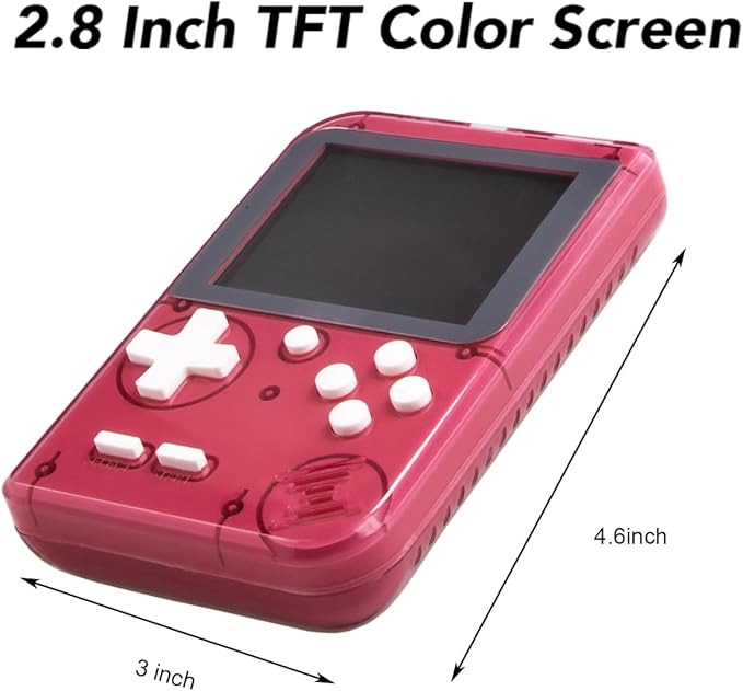 Retro Mini Game Machine with 400 Classical FC Games Handheld Game Console 2.8-Inch Color Screen Support for TV Output , Presents Birthday for Kids, Adults (Red)