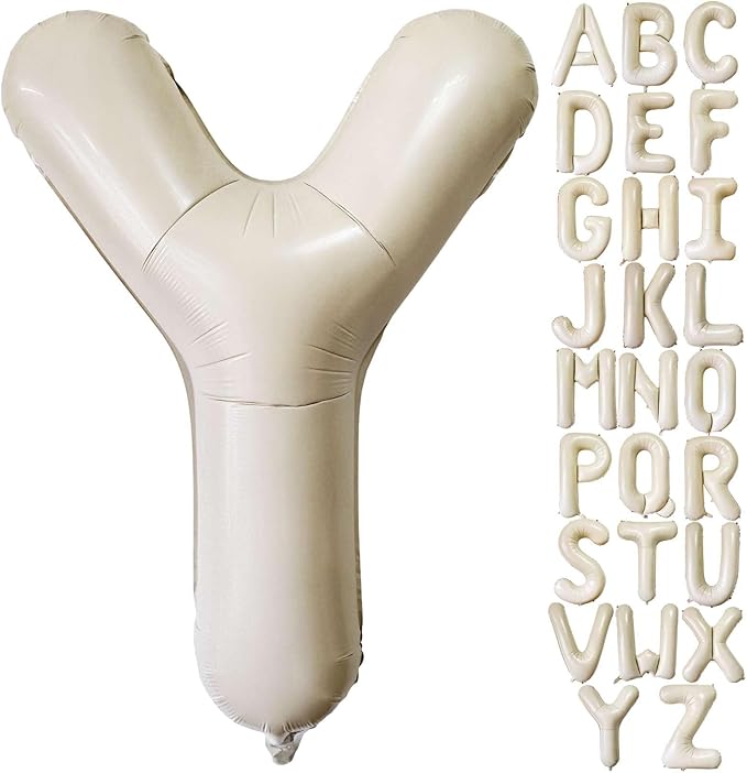 Cream White Letter Y Balloons, 40 Inch Giant Letter Balloons Y Foil Mylar Helium White Letter Balloons for Birthday Party Supplies Anniversary Event Celebration Decorations Alphabet White Y