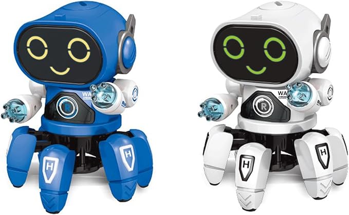 Light Six Claw Robot Toy, Flexible Moving Dance Music Shake Robot Toy with Clear Sound Quality (Blue)