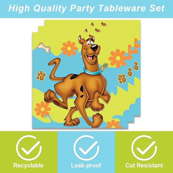 40PACK Scooby Party Supplies include 20 plates, 20 napkins for the Scooby birthday party decoration