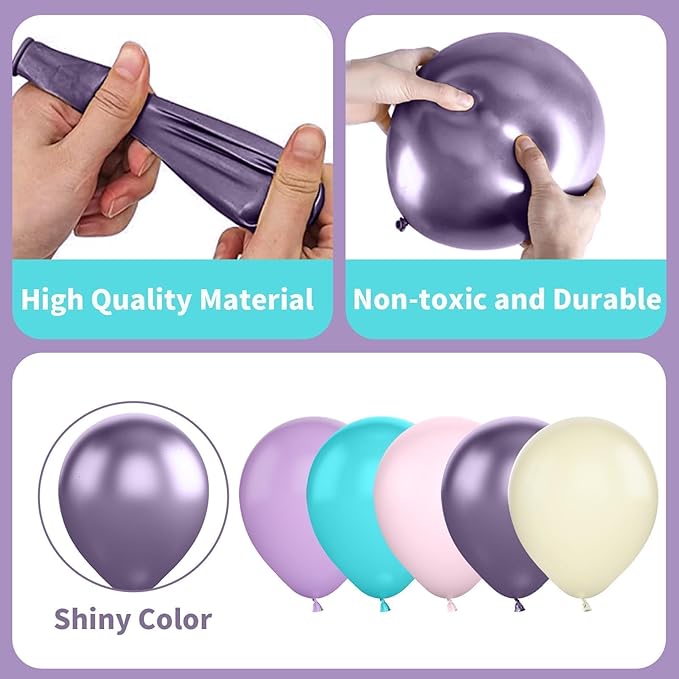 Pink Blue Purple Balloon,60 Pcs 12 Inches Metallic Purple Sand White Balloons for Kids Butterfly Birthday Decorations Birthday Balloons Baby Shower Engagement Party Supplies