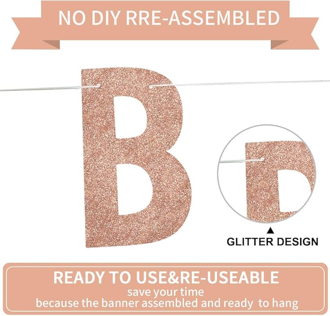 BEISHIDA Rose gold Rude that You're Leaving but ok Banner,Pre-Strung Coworker Leaving Banner,Glitter Retirement Going Away Goodbye Party Decorations, Graduation Party Supplies (No DIY）