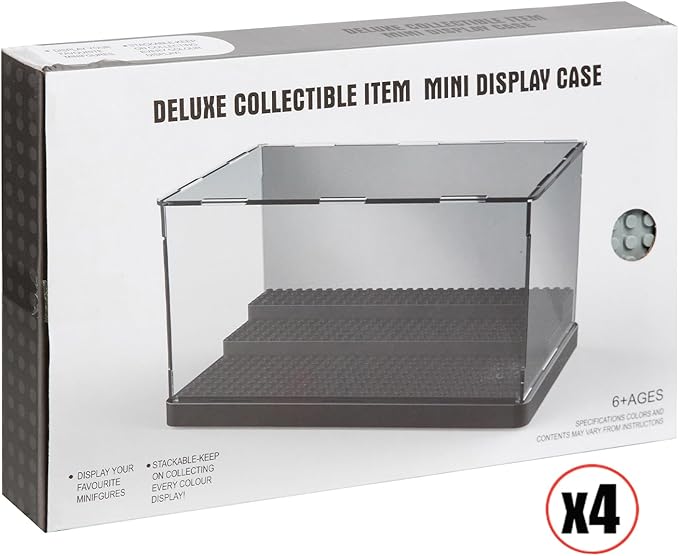 WMM Minifigure Display Case for Action Figures Blocks, Dustproof Acrylic Display Box Storage with 3 Movable Steps for Collection Models Minifigures, Bricks Blocks Toys