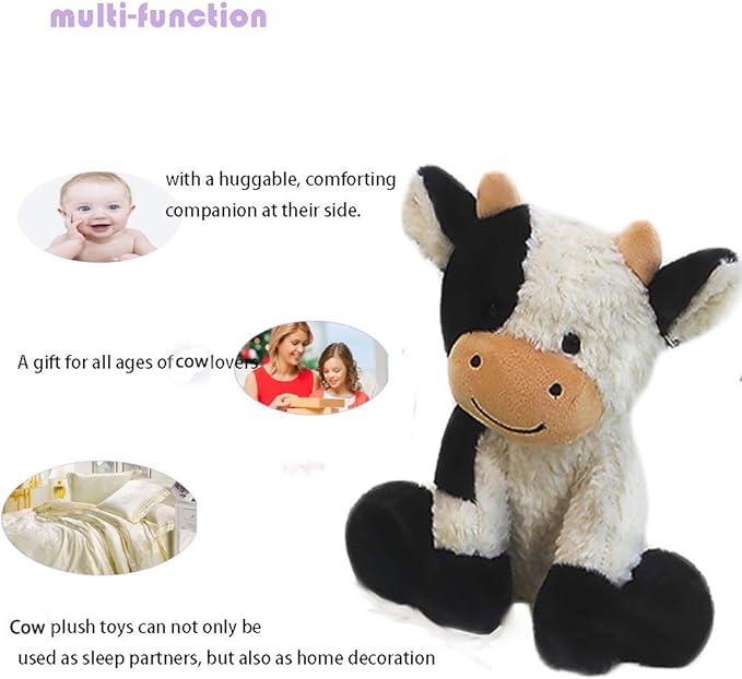 CHELEI2019 9" Cow Stuffed Animals Soft Cuddly Cow Plush Stuffed Animal Toy for Kids