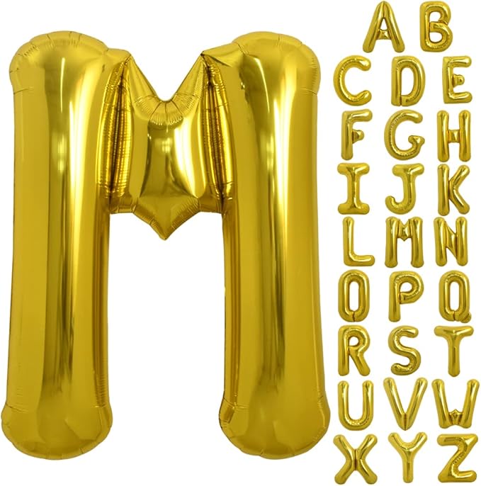 TONIFUL 40 Inch Large Gold Letter M Balloon - Foil Mylar for Birthday Party Anniversary Supplies Decorations