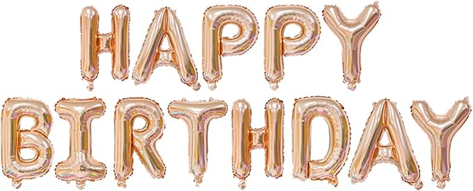 16 Inch Champagne Gold Happy Birthday Banner Balloons Aluminum Foil Letters Banner Balloons Sign For Men Women Kids Birthday Party Decorations Supplies