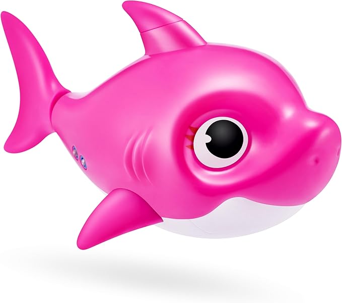 Robo Alive Junior Baby Shark New Silicon Fins Version Singing and Swimming Mommy Shark (Pink) by ZURU