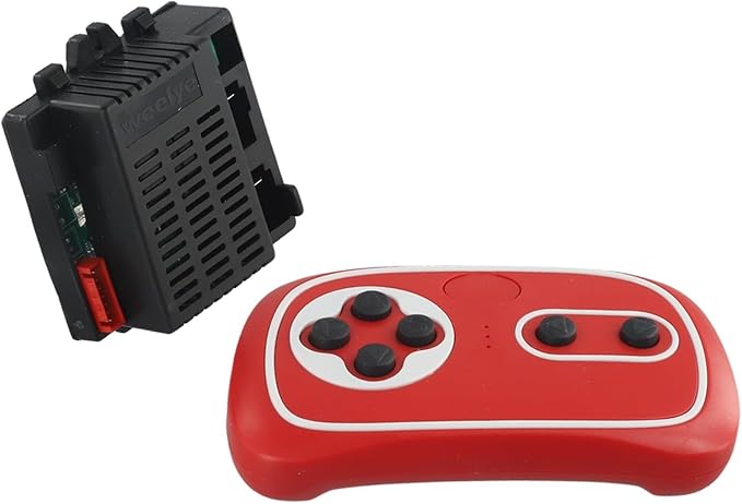 2.4G RC Remote Control Receiver 6V 12V 24V Electric Motor Controller Compatible for Children Electric Toy Car with Battery Installation Instructions(RX18 B 12V Full set red)