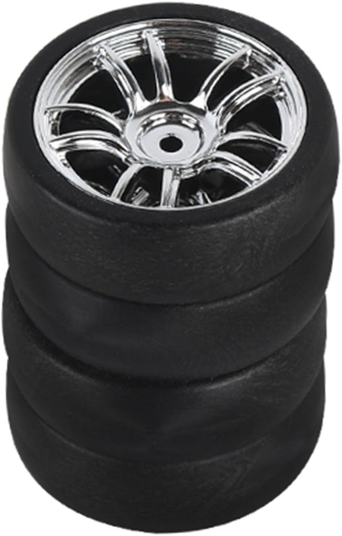 4PCS Black Toy Car Wheel Tires,48mm Simulation Rubber Tire Toy Model Spare Parts Easy Installation Small in Size,Remote and App Controlled Vehicles Parts Tires