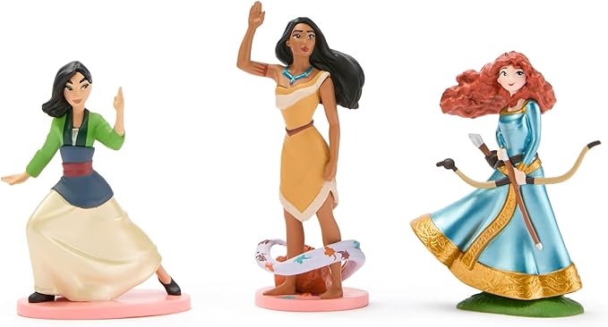 Disney Store Official Princess Figure Set – 7 Fully Sculpted Disney Figures Including Cinderella, Mulan, Jasmine & More in Double-Tiered Box with Scenic Backgrounds