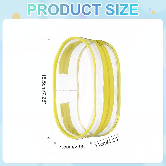 uxcell Figure Display Bag, 3 x 4.3 x 7.3 Inch PVC Oval Portable Dolls Pouch Carrying Case Storage Bag Keychain Charm for Showing Off Boxes Dolls, Yellow