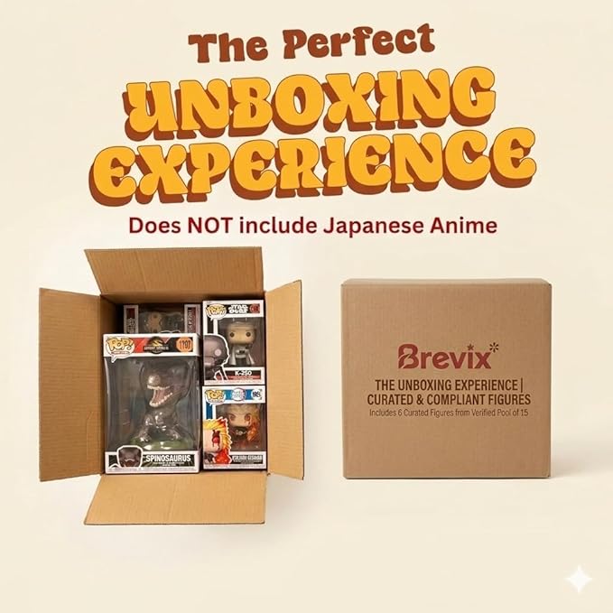 POP Figure Box - 6 Collectible Vinyl Figures | Includes 6 Figures from (Spider-Man, One Piece, Star Wars, Dinosaurs & More) Premium Toys for Fans & Collectors | Gift Idea for Adults