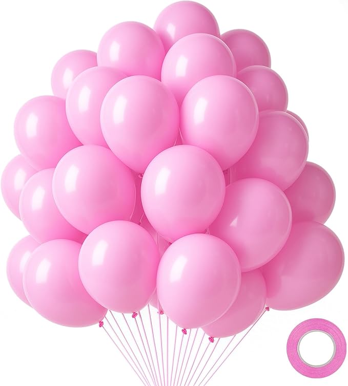 LovesTown 110PCS Pink Balloons, Pink Latex Balloon for Girls Women Valentine's Birthday Baby Shower Graduation Engagement Anniversary Wedding Princess Theme Party Supplies Decoration,12 Inches