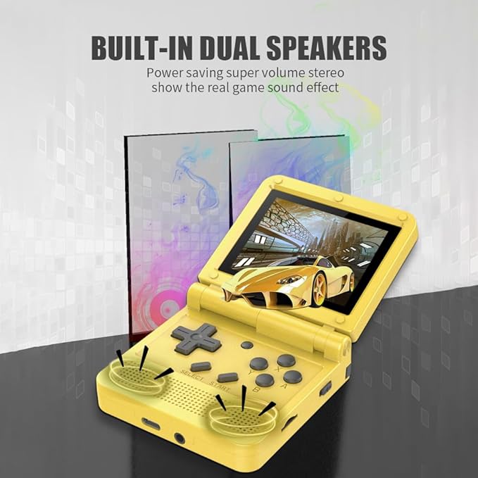 GoolRC Retro Handheld Game Console, with 16G Built-in 2000 Classic Games, Portable Hand Held Open Source Linux System 3.0-in HD IPS Screen Handheld Game Console (Yellow 16GB)