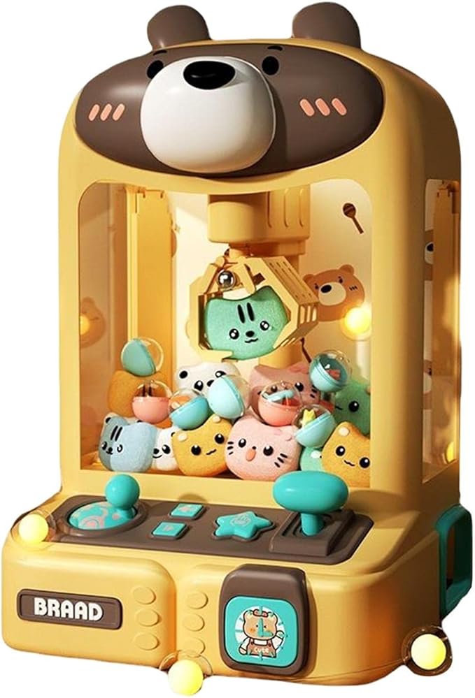 Claw Machine for Kids, Mini Vending Machines Arcade Candy Capsule Claw Game Prizes Toy, Electronic Small Toys for Home, Gifts for Adults Girls, Bear