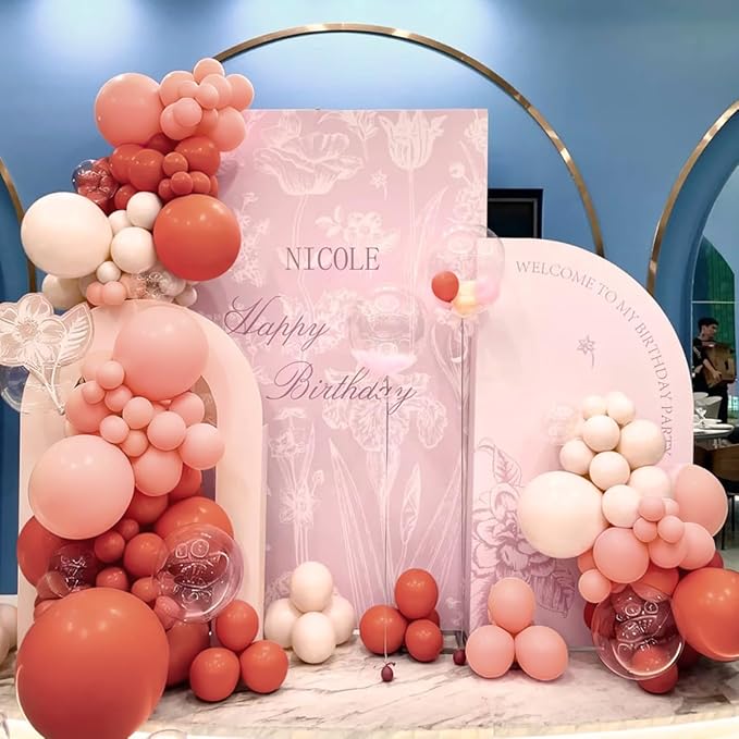 Orange Pink Blush White Balloon Garland Arch Kit, 155Pcs Latex Balloons Different Size 18 12 10 5 inch for Baby Shower Gender Neutral Orange Citrus Kids Birthday Party Backdrop Decorations