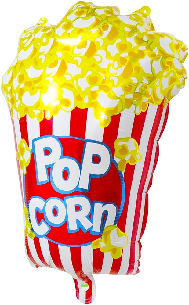 Cute Popcorn Balloon BBQ Cookout Snack Picnic Fast Food Party Decoration, 6 Pack Cartoon Popcorn Balloons For Birthday Baby Shower Bridal Wedding Hawaiian Tropical Movie Night Carnival Circus Supplies