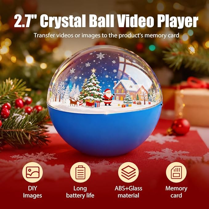 Memory Sphere, 2026 New 2.7" Crystal Ball Video Player, Personalized Digital Memory Display, Uploadable Videos Photos, DIY Gift for Couples Friends Anniversary Birthday Christmas (Black)